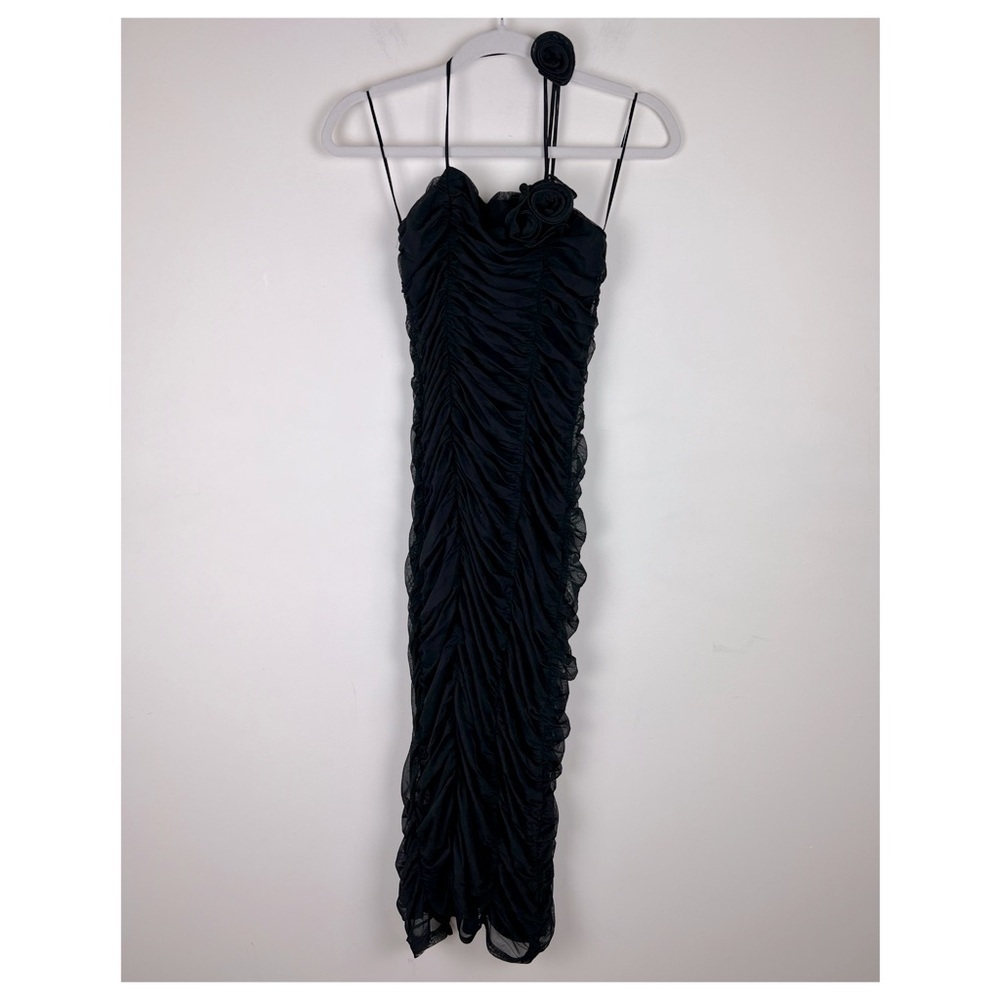 ASTR | Corsage Ruched Bodycon Midi Dress In Black | XS - Picture 5 of 10